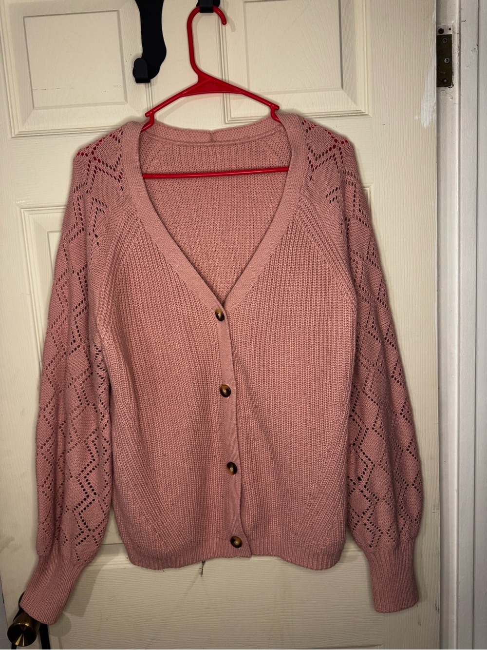 Women's Dusty Pink Knit Cardigan Sweater - XL
